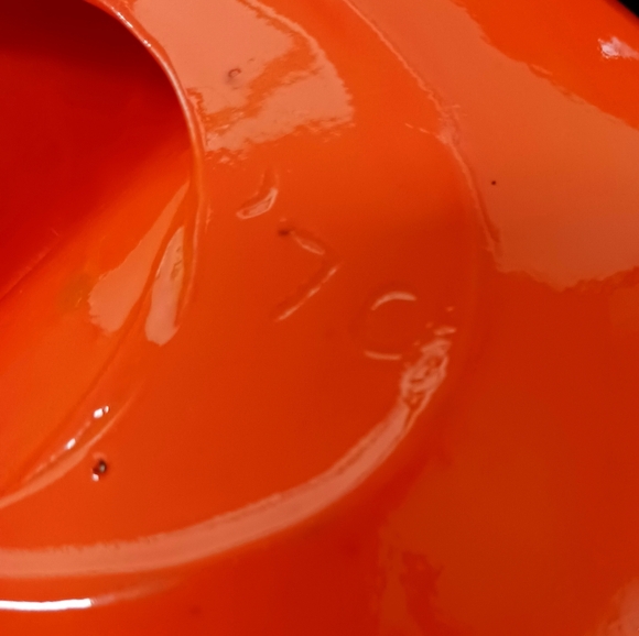 Vintage MCM Chip & Dip Serving Set 1970 Handpainted Ceramic Vibrant Orange 3 Pc - Picture 4 of 13